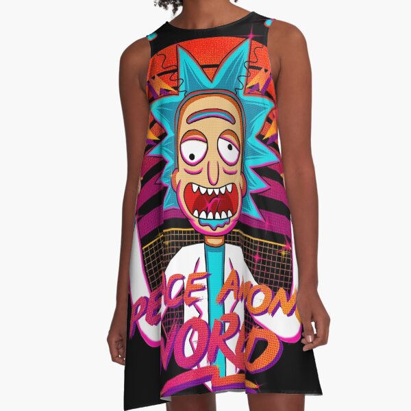 peace among world rick and morty retro A-Line Dress