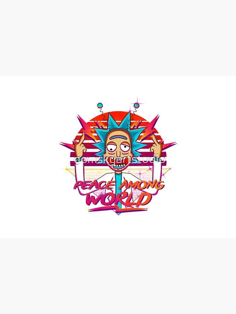 peace among world rick and morty retro by gomskyartstudio