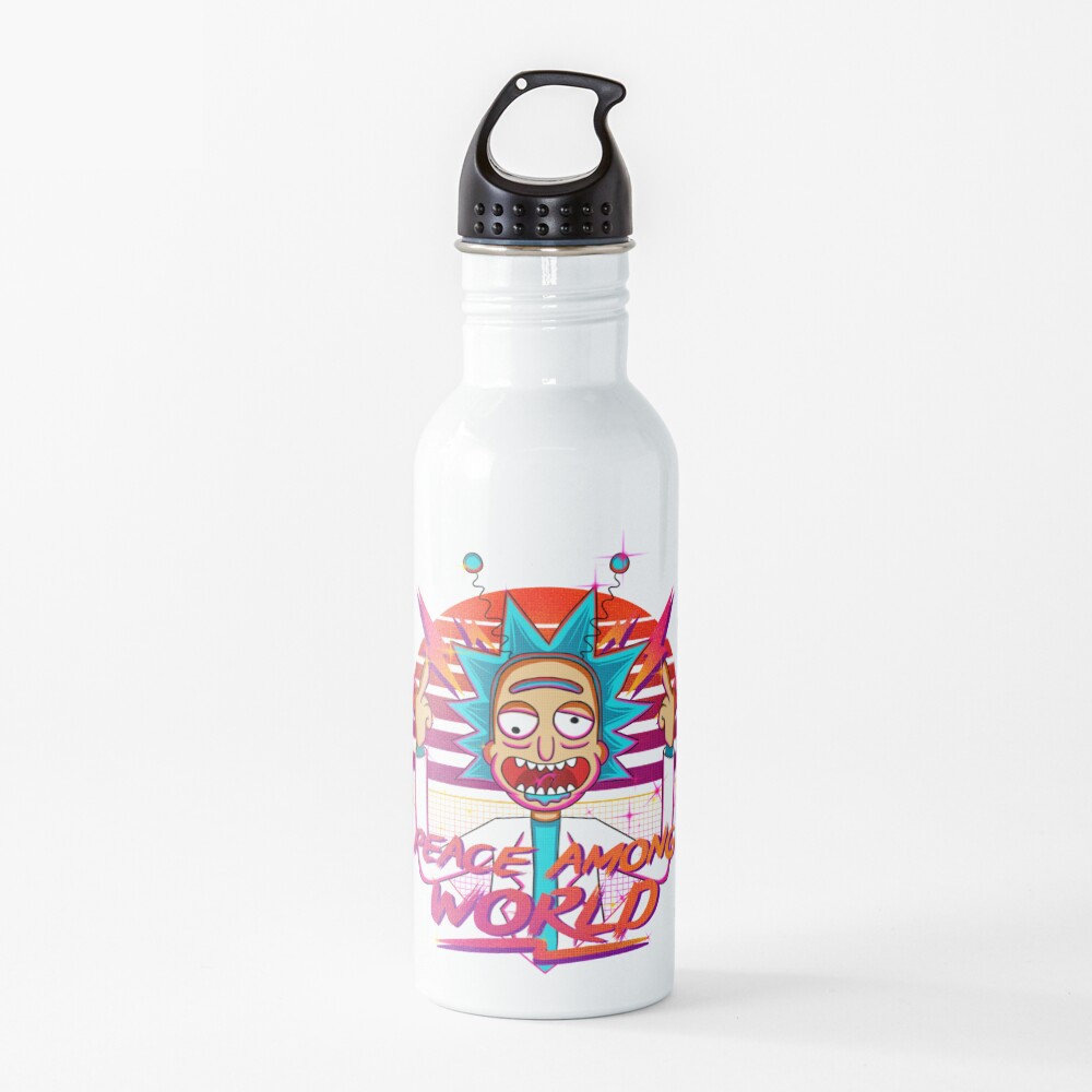 peace among world rick and morty retro Water Bottle