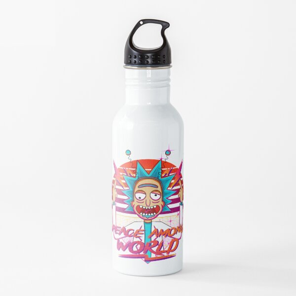 peace among world rick and morty retro Water Bottle