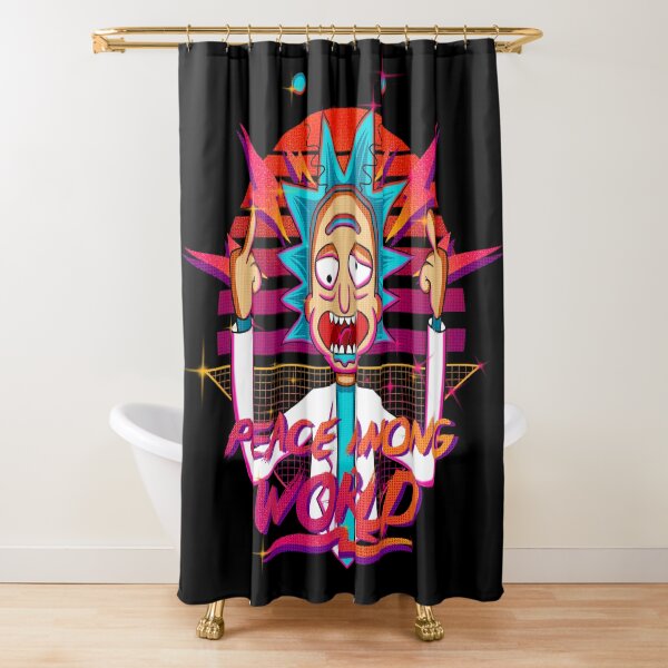 peace among world rick and morty retro Shower Curtain