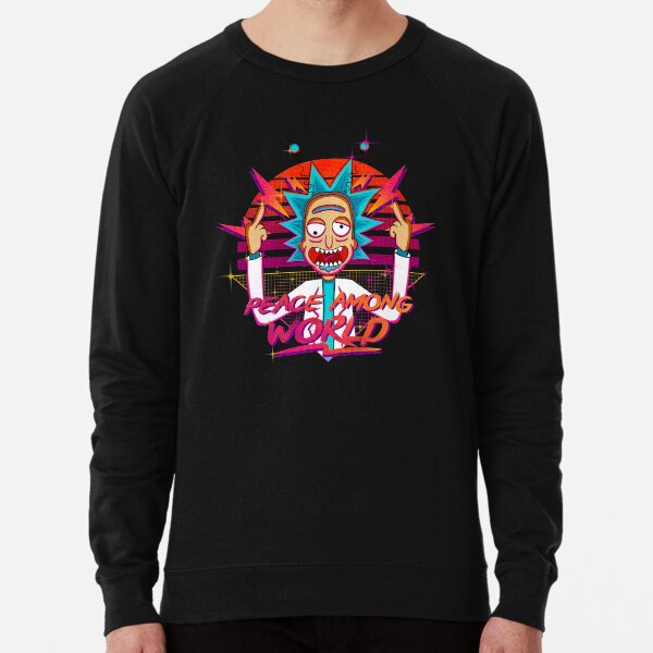 peace among world rick and morty retro Lightweight Sweatshirt