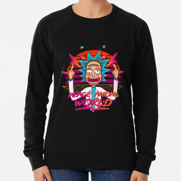 peace among world rick and morty retro Lightweight Sweatshirt