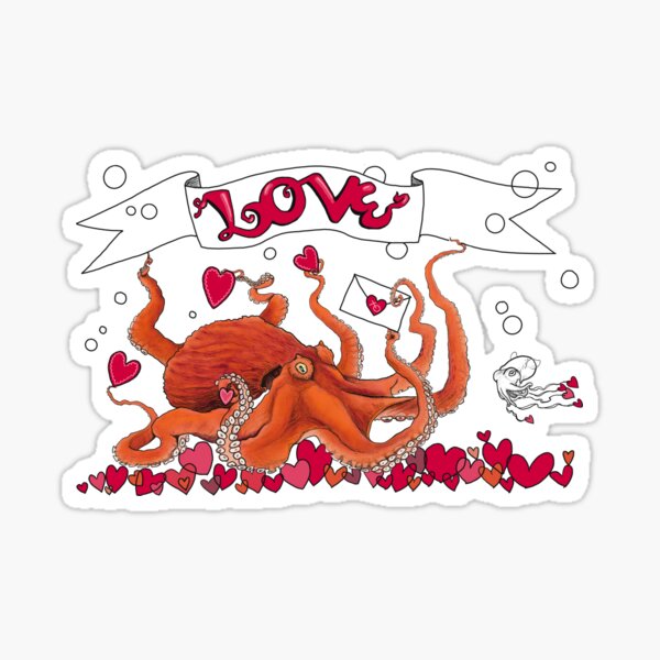 Love Cephalopods Valentine Sticker