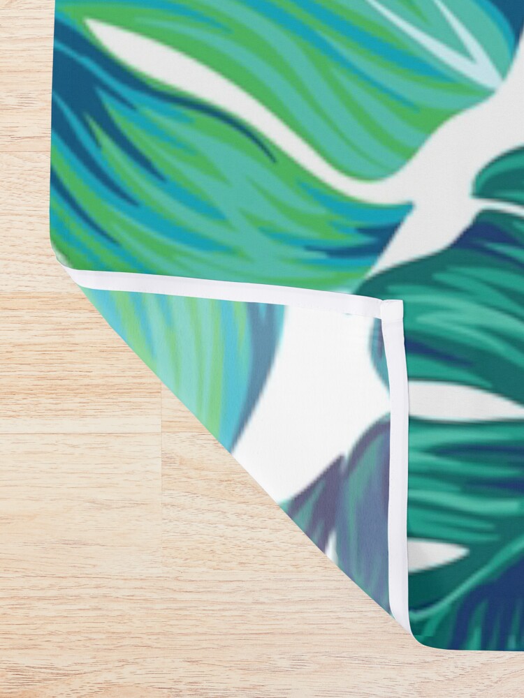 Alternate view of turquoise and green tropical leaves Shower Curtain