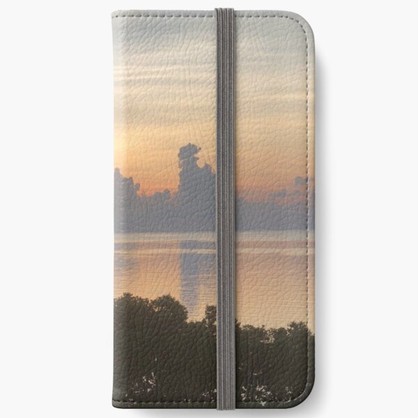 Yellow Grey and Amber Tones Beautiful Sunrise over water at Florida Keys Photography, Nature iPhone Wallet