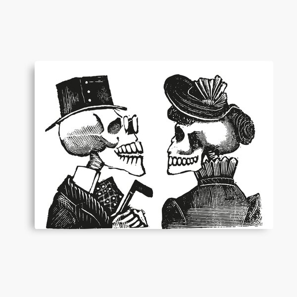 Calavera Couple | Skeleton Couple | Day of the Dead | Dia de los Muertos | Skulls and Skeletons | Vintage Skeletons | Canvas Print
