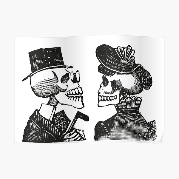 Calavera Couple | Skeleton Couple | Day of the Dead | Dia de los Muertos | Skulls and Skeletons | Vintage Skeletons | Poster