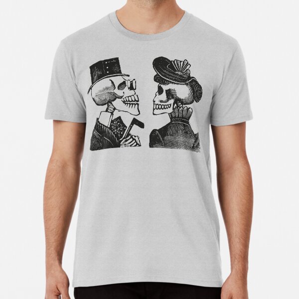 Calavera Couple | Skeleton Couple | Day of the Dead | Dia de los Muertos | Skulls and Skeletons | Vintage Skeletons | Premium T-Shirt