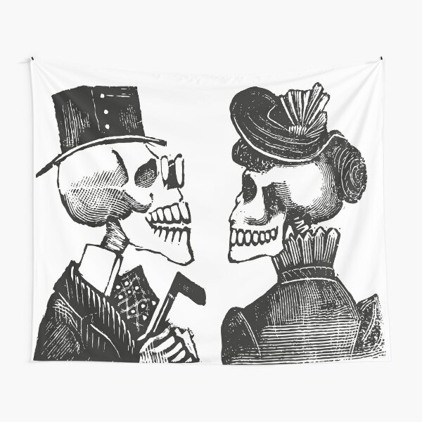 Calavera Couple | Skeleton Couple | Day of the Dead | Dia de los Muertos | Skulls and Skeletons | Vintage Skeletons | Tapestry
