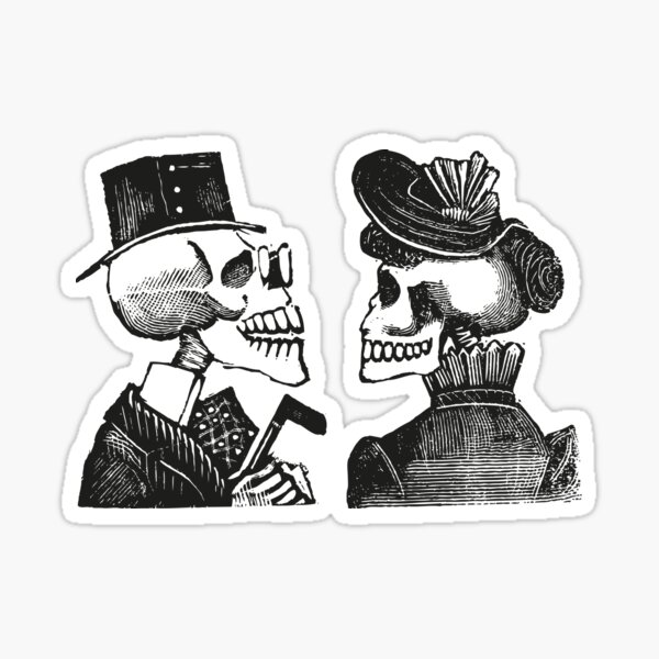 Calavera Couple | Skeleton Couple | Day of the Dead | Dia de los Muertos | Skulls and Skeletons | Vintage Skeletons | Sticker