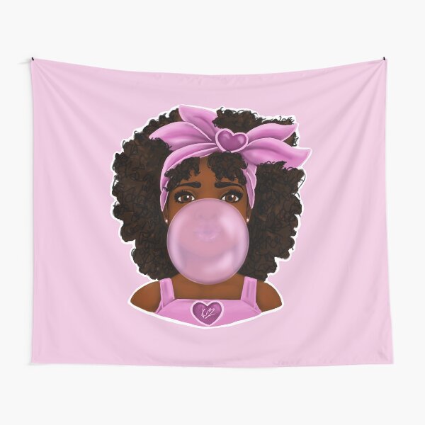 Bubble Gum- Little Black Girl Portrait Tapestry