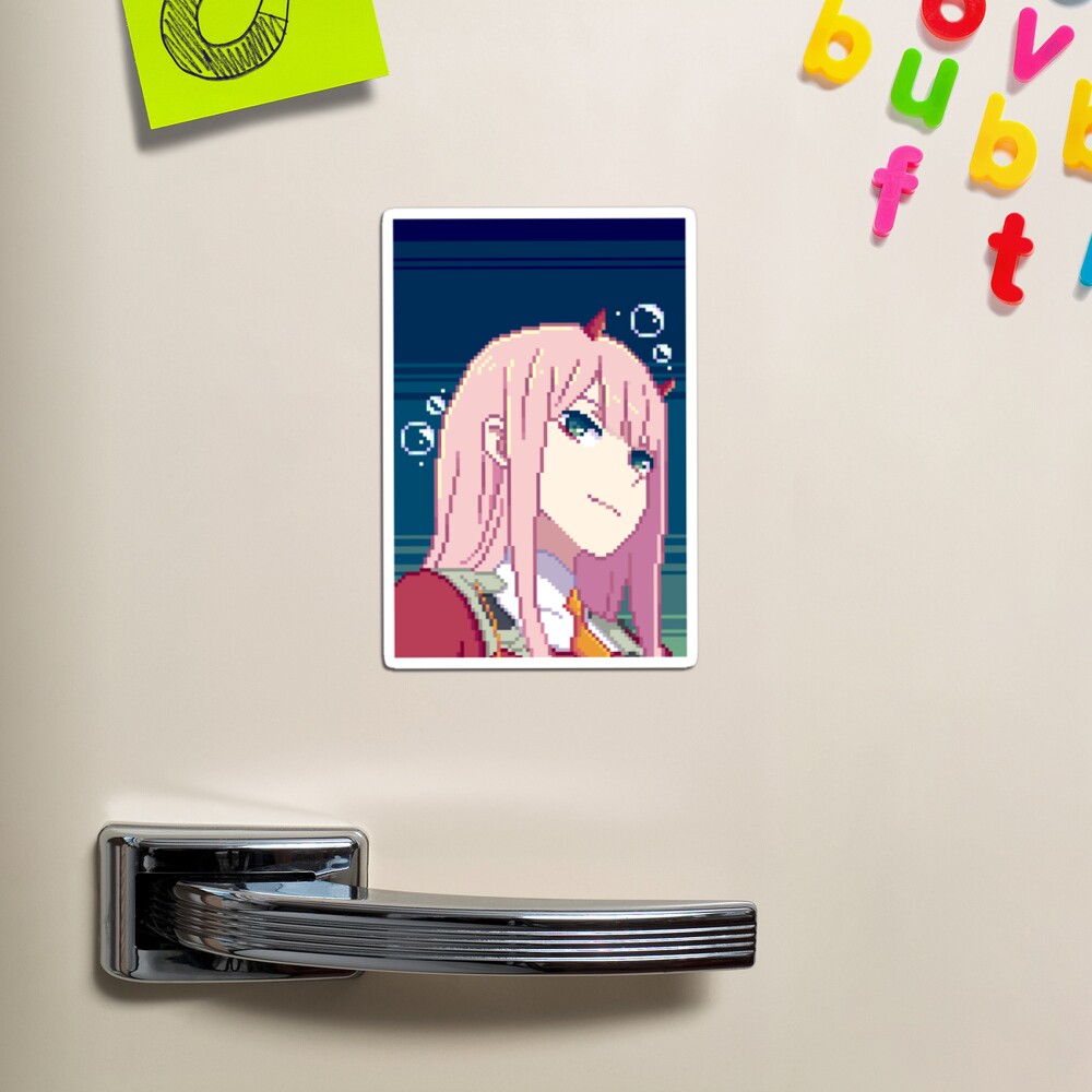 Zero Two pixel art Magnet by uwntu