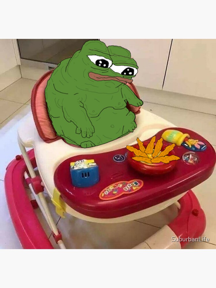 Fat Baby Pepe Eating Tendies Sticker For Sale By Suburbanlife Redbubble