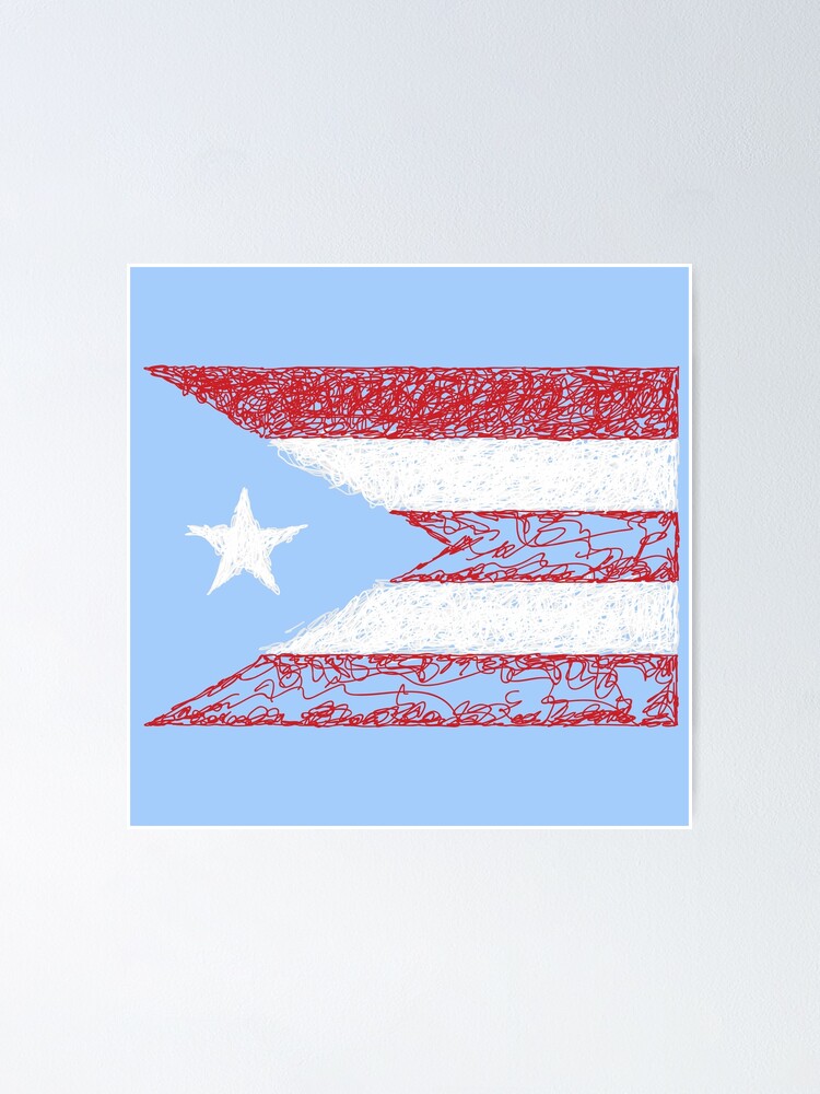Puerto Rico Flag Drawing Poster By Salthyshop Redbubble