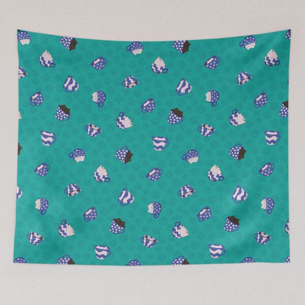 Item preview, Coffee Cats in Classic Blue and Cream designed and sold by DoodleTrees.