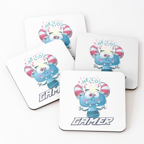 Item preview, Blue Kawaii Cute Monster Hello Gamer designed and sold by WordsGamersUse.