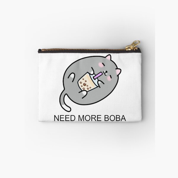 Item preview, Grey Chubby Boba Cat Needs More Boba! designed and sold by SirBobalot.