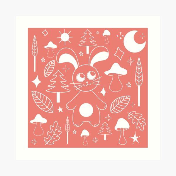 Illustration Lapin dans les bois / la forêt - ORANGE Impression artistique
