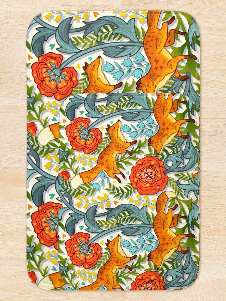 Alternate view of Art Nouveau Foxes Bath Mat