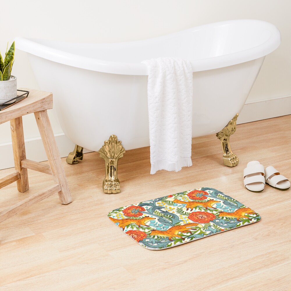Art Nouveau Foxes Bath Mat