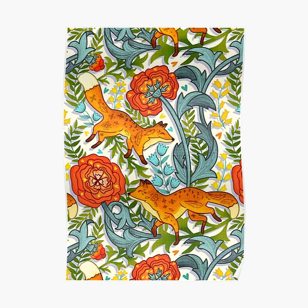 Art Nouveau Foxes Poster