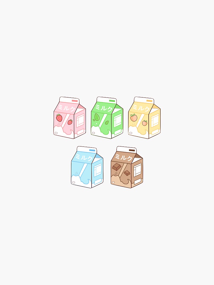 kawaii milk sticker pack sticker by gdschmid01 redbubble