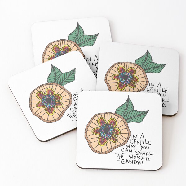 Item preview, In a Gentle World inspirational quote Gandhi designed and sold by suerussoart.