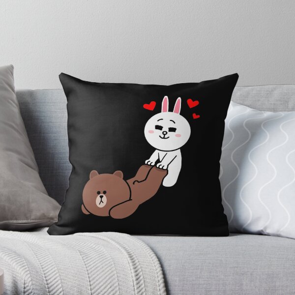 Brown bear cony bunny rabbit be my lover Throw Pillow