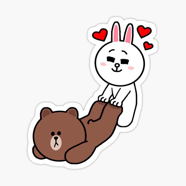 Brown bear cony bunny rabbit be my lover Sticker