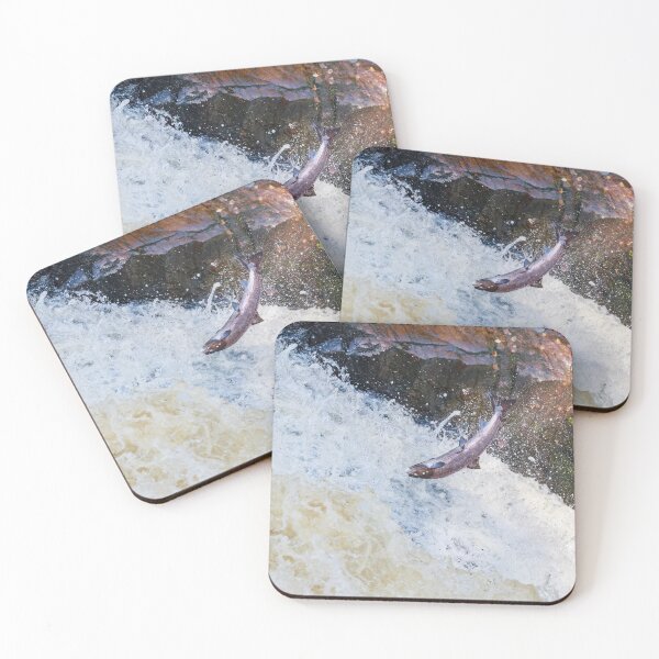 Item preview, wild fish atlantic salmon leaping on waterfall designed and sold by chanonry.