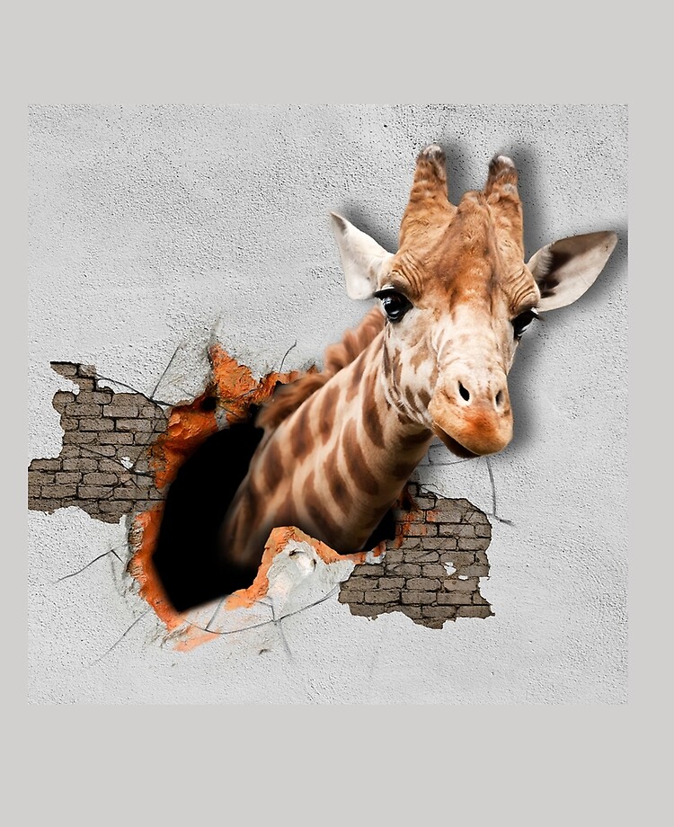 3D Giraffe Poking Head Through Wall 3D Giraffe Poking Head Through Wall