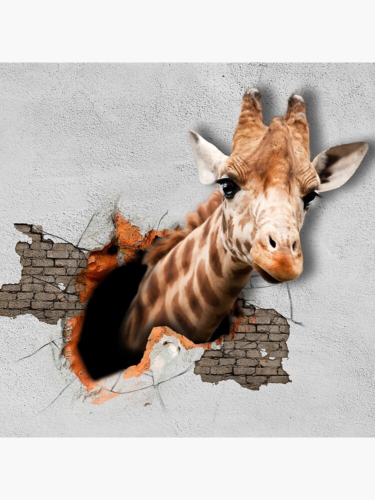 lejesoldat Jeg vasker mit tøj data 3D Giraffe Poking Head Through Wall" Art Board Print for Sale by websaver |  Redbubble