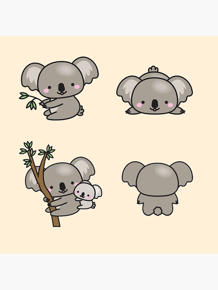 Kawaii Koala Sticker Pack Art Board Print for Sale by Flakey