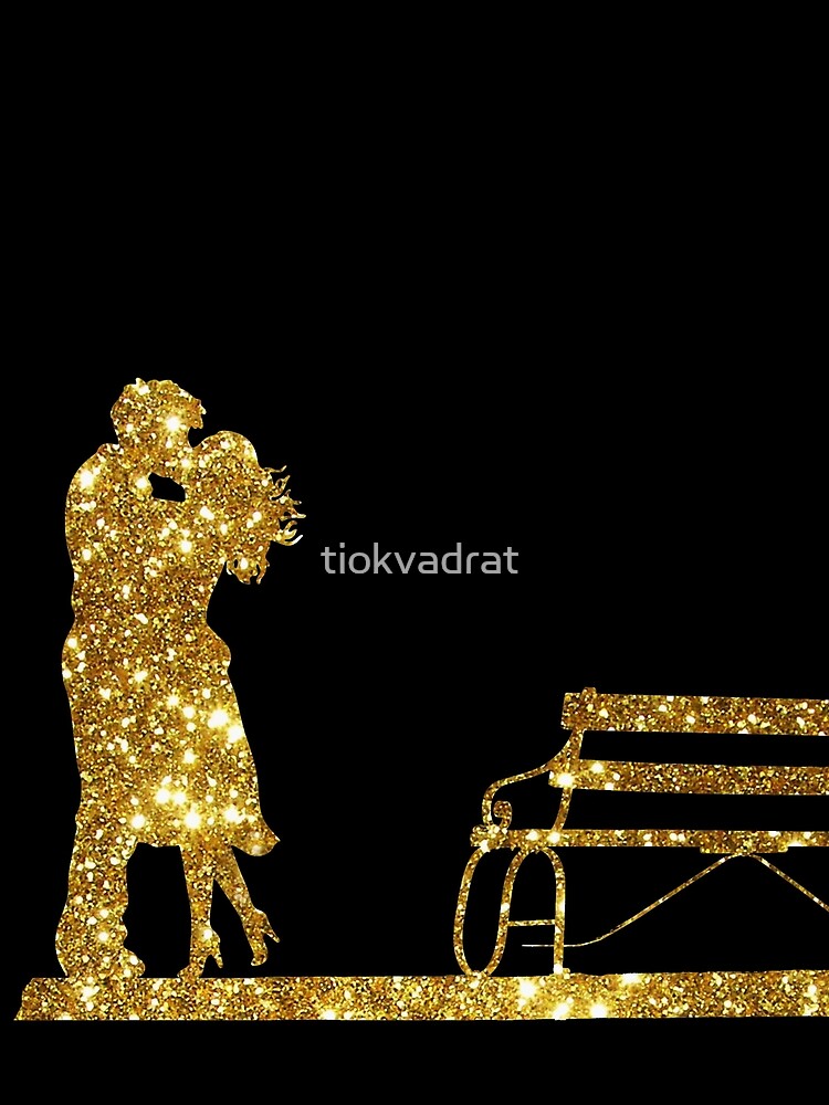Kissing Valentines in Glitter Gold. Perfect Gift for the One You Love. by tiokvadrat