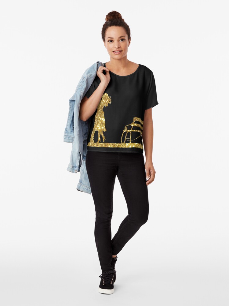 Alternate view of Kissing Valentines in Glitter Gold. Perfect Gift for the One You Love. Chiffon Top