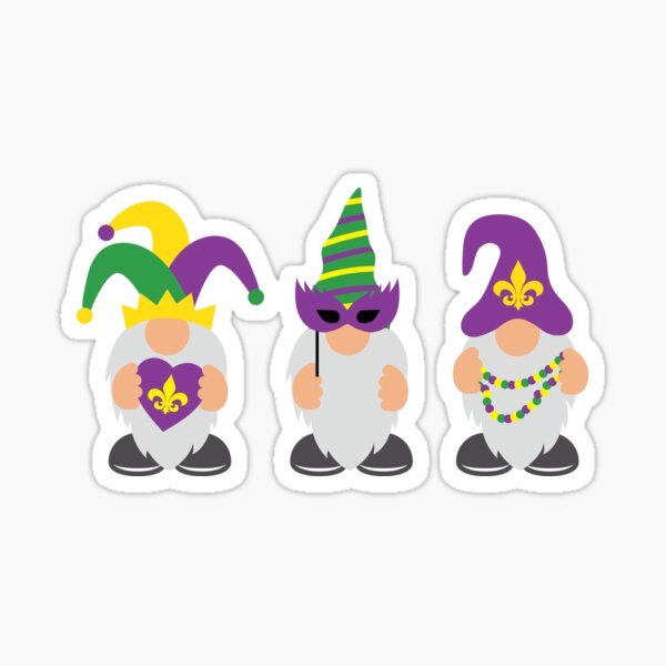 Mardi Gras Gnomes Sticker