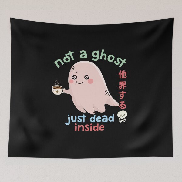 Item preview, Pastel Goth Dead Inside Cute Ghost with Coffee Mug Creepy Kawaii Anime Art designed and sold by alenaz.