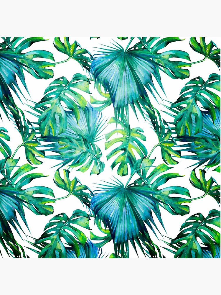 Blue Jungle Leaves, Monstera, Palm by Wheimay