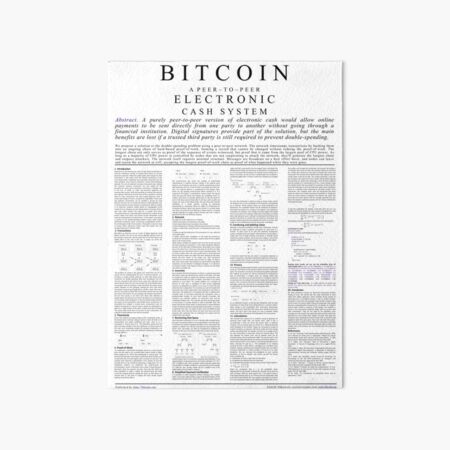 Bitcoin Whitepaper Poster Art Board Print