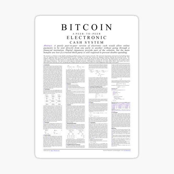 Cartel de Bitcoin Whitepaper Pegatina