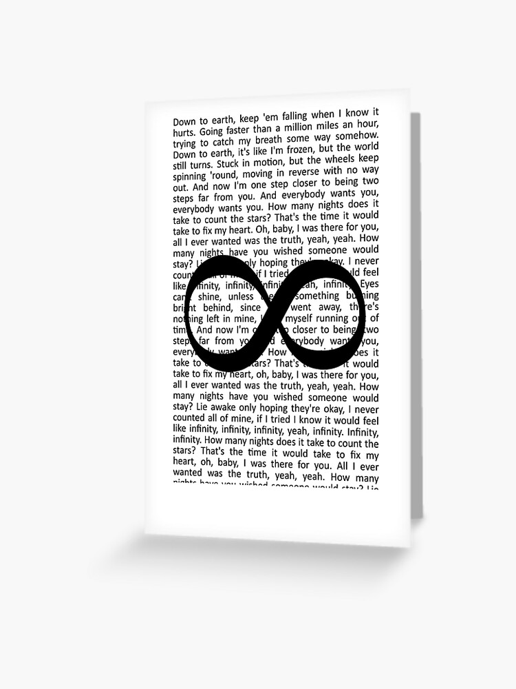 One Direction Infinity Lyrics Greeting Card By Danielamassaro Redbubble