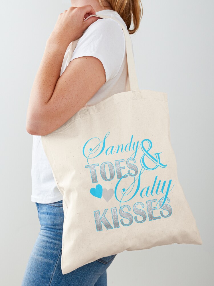 Sandy Toes and Salty Kisses Tote Bag with Pocket - Unique Items - Beach  Lovers Items