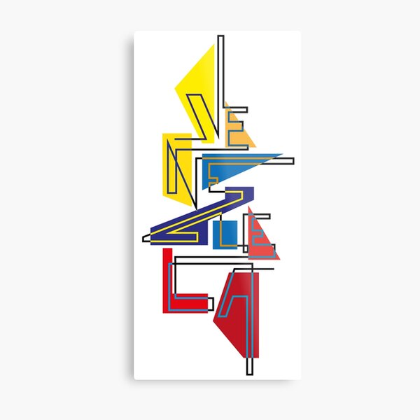 Lettering Venezuela gráfica tricolor Lámina metálica
