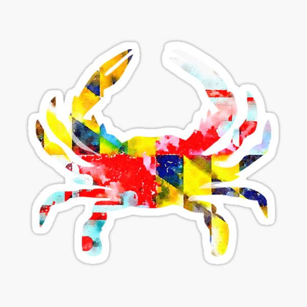 &ldquo;Maryland Flag Crab Watercolor&rdquo; Sticker by Statepallets | Redbubble