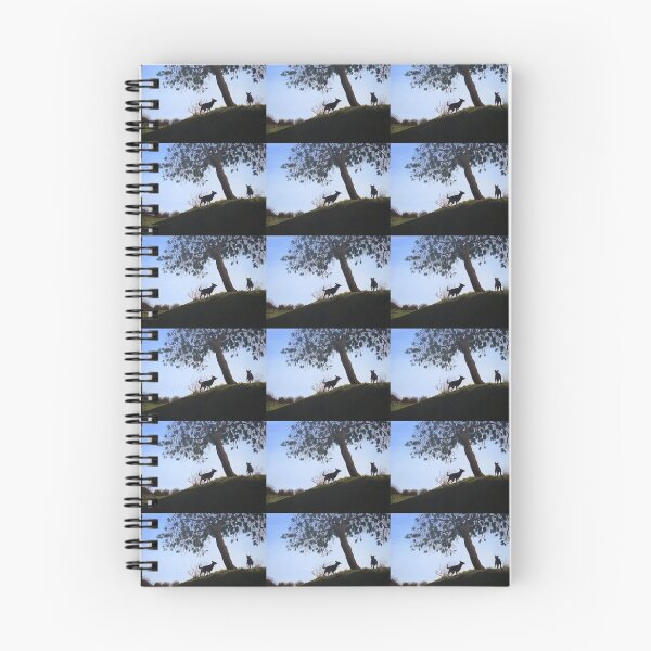 Item preview, cone tree on hillside with dogs playing   designed and sold by pollywolly.