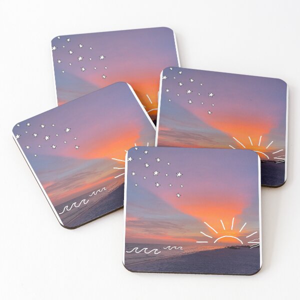 sunset doodles Coasters (Set of 4)