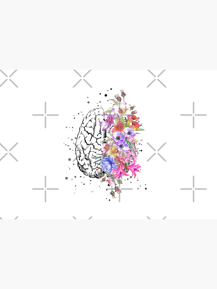 Brain anatomy, watercolor Brain, flowers brain, brain with Flowers by Rosaliartbook