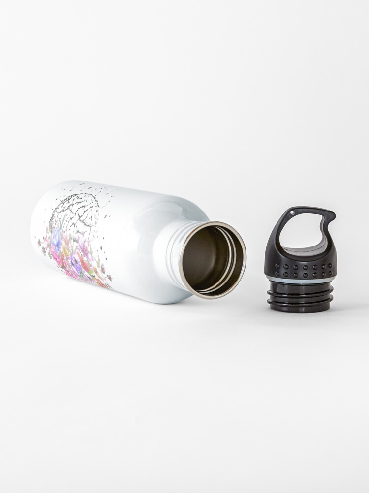 Alternate view of Brain anatomy, watercolor Brain, flowers brain, brain with Flowers Water Bottle