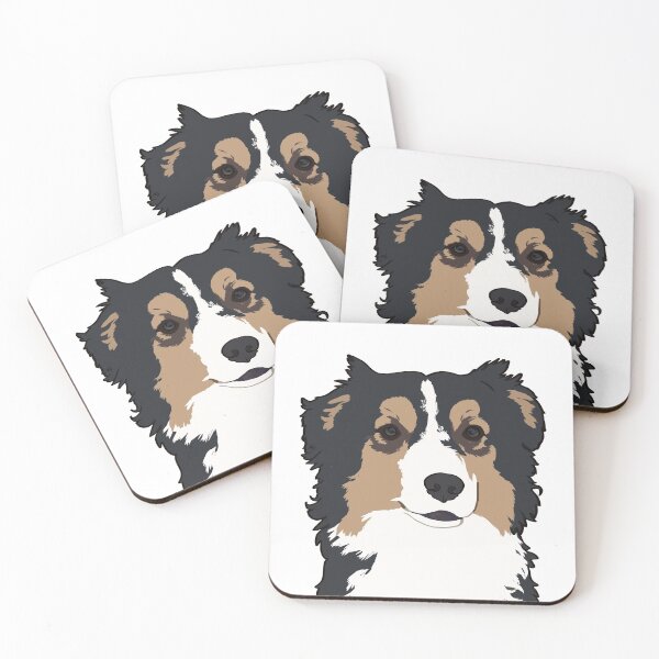 Item preview, Black Tri Aussie Portrait / black tricolor Australian Shepherd dog designed and sold by Ivy Fox Illustration.